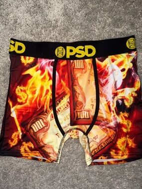 PSD Men’s Flame Money Print Boxer Briefs - Black/Yellow/Red